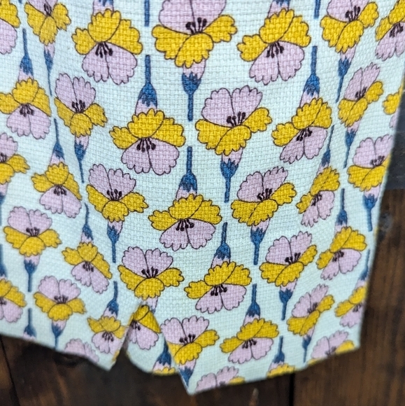 Zara Trafaluc Yellow Pink Floral High Rise Stretch Cropped Pants Size Medium - Picture 3 of 10